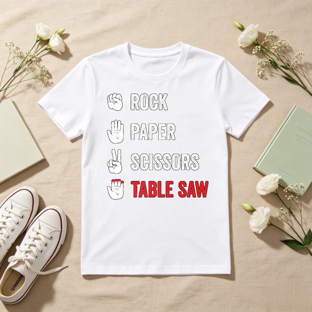 Woodworking Jokes - Kamień, Papier, Nożyczki, Piła Stołowa, Graficzny