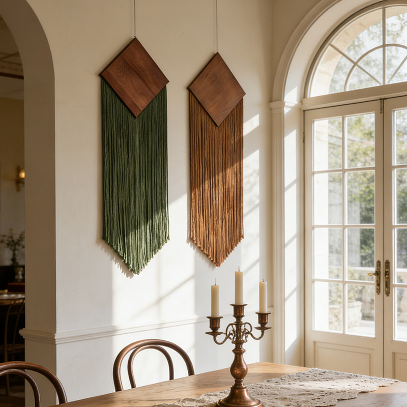 Woodworking Boards - Bohemianowa bawełniana tkanina z frędzlami, gobelin