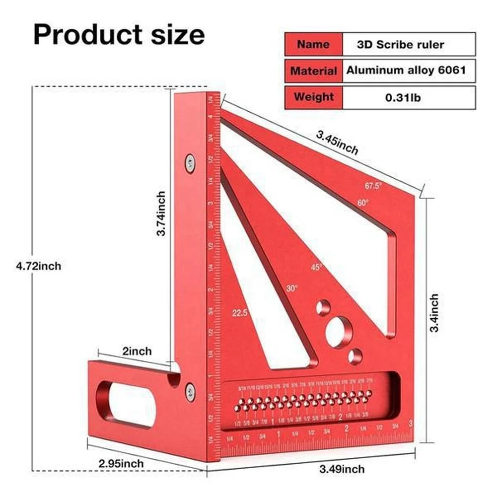 Czerwony kątomierz 3D wielokąt – Woodworking Workshop Layout recenzja i cena